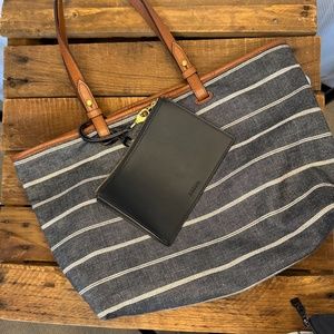 Fossil Tote Bag, snap closure with attached wallet bag
